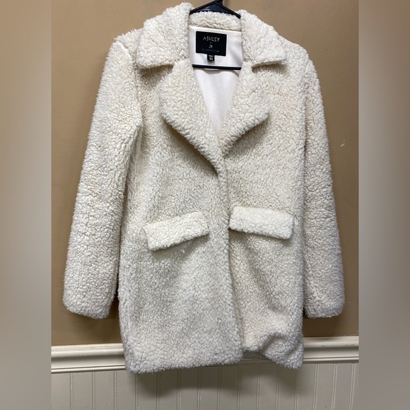 Ashley by 26 International Sz XS Sherpa Teddy Collared Jacket Button Front Coat - Picture 1 of 6